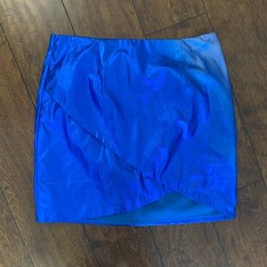 Metallic blue mini skirt